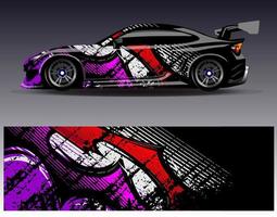 vector de diseño de envoltura de coche. Diseños de kits de fondo de carreras de franjas abstractas gráficas para envolver vehículos carrera de autos rally aventura y librea