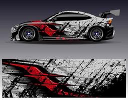 Car wrap design vector. Graphic abstract stripe racing background kit designs for wrap vehicle  race car  rally  adventure and livery vector