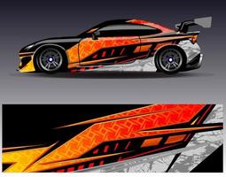 Car wrap design vector. Graphic abstract stripe racing background kit designs for wrap vehicle  race car  rally  adventure and livery vector