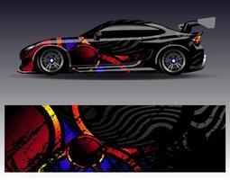 Car wrap design vector. Graphic abstract stripe racing background kit designs for wrap vehicle  race car  rally  adventure and livery vector