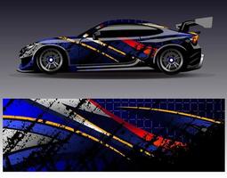 Car wrap design vector. Graphic abstract stripe racing background kit designs for wrap vehicle  race car  rally  adventure and livery vector