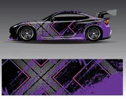 vector de diseño de envoltura de coche. Diseños de kits de fondo de carreras de franjas abstractas gráficas para envolver vehículos carrera de autos rally aventura y librea