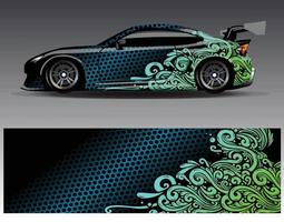 Car wrap design vector. Graphic abstract stripe racing background kit designs for wrap vehicle  race car  rally  adventure and livery vector