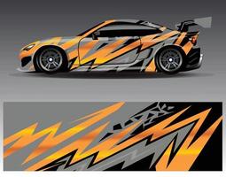 vector de diseño de envoltura de coche. Diseños de kits de fondo de carreras de franjas abstractas gráficas para envolver vehículos carrera de autos rally aventura y librea