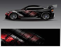 Car wrap design vector. Graphic abstract stripe racing background kit designs for wrap vehicle  race car  rally  adventure and livery vector