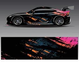 Car wrap design vector. Graphic abstract stripe racing background kit designs for wrap vehicle  race car  rally  adventure and livery vector