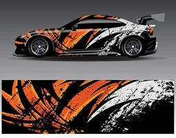 Car wrap design vector. Graphic abstract stripe racing background kit designs for wrap vehicle  race car  rally  adventure and livery vector