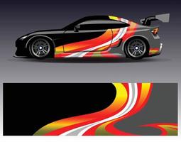 Car wrap design vector. Graphic abstract stripe racing background kit designs for wrap vehicle  race car  rally  adventure and livery vector