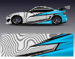 vector de diseño de envoltura de coche. Diseños de kits de fondo de carreras de franjas abstractas gráficas para envolver vehículos carrera de autos rally aventura y librea