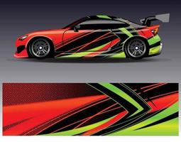 Car wrap design vector. Graphic abstract stripe racing background kit designs for wrap vehicle  race car  rally  adventure and livery vector