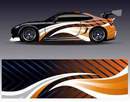 Car wrap design vector. Graphic abstract stripe racing background kit designs for wrap vehicle  race car  rally  adventure and livery vector