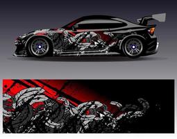 Car wrap design vector. Graphic abstract stripe racing background kit designs for wrap vehicle  race car  rally  adventure and livery vector