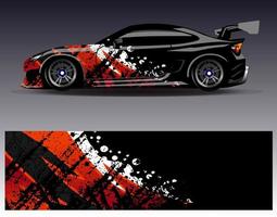 Car wrap design vector. Graphic abstract stripe racing background kit designs for wrap vehicle  race car  rally  adventure and livery vector