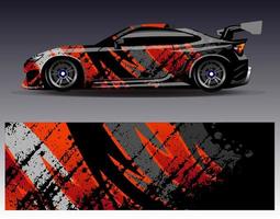 Car wrap design vector. Graphic abstract stripe racing background kit designs for wrap vehicle  race car  rally  adventure and livery vector