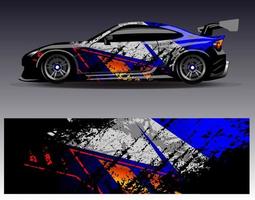 vector de diseño de envoltura de coche. Diseños de kits de fondo de carreras de franjas abstractas gráficas para envolver vehículos carrera de autos rally aventura y librea