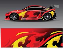 Car wrap design vector. Graphic abstract stripe racing background kit designs for wrap vehicle  race car  rally  adventure and livery vector