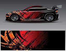 Car wrap design vector. Graphic abstract stripe racing background kit designs for wrap vehicle  race car  rally  adventure and livery vector