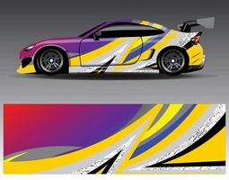 Car wrap design vector. Graphic abstract stripe racing background kit designs for wrap vehicle  race car  rally  adventure and livery vector