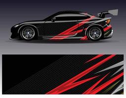 Car wrap design vector. Graphic abstract stripe racing background kit designs for wrap vehicle  race car  rally  adventure and livery vector