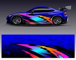 Car wrap design vector. Graphic abstract stripe racing background kit designs for wrap vehicle  race car  rally  adventure and livery vector