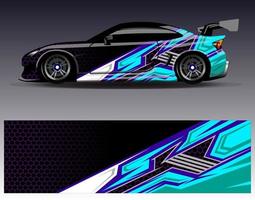 Car wrap design vector. Graphic abstract stripe racing background kit designs for wrap vehicle  race car  rally  adventure and livery vector