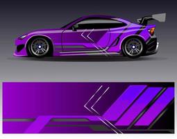 vector de diseño de envoltura de coche. Diseños de kits de fondo de carreras de franjas abstractas gráficas para envolver vehículos carrera de autos rally aventura y librea