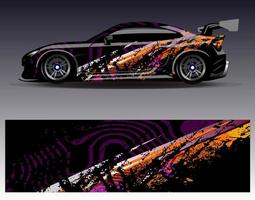 Car wrap design vector. Graphic abstract stripe racing background kit designs for wrap vehicle  race car  rally  adventure and livery vector