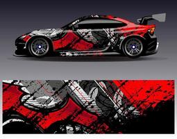 Car wrap design vector. Graphic abstract stripe racing background kit designs for wrap vehicle  race car  rally  adventure and livery vector