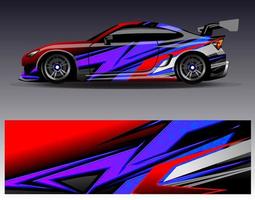 vector de diseño de envoltura de coche. Diseños de kits de fondo de carreras de franjas abstractas gráficas para envolver vehículos carrera de autos rally aventura y librea