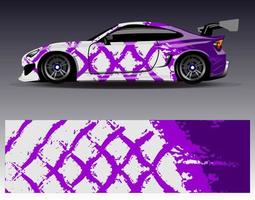 vector de diseño de envoltura de coche. Diseños de kits de fondo de carreras de franjas abstractas gráficas para envolver vehículos carrera de autos rally aventura y librea