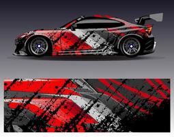 Car wrap design vector. Graphic abstract stripe racing background kit designs for wrap vehicle  race car  rally  adventure and livery vector