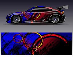 Car wrap design vector. Graphic abstract stripe racing background kit designs for wrap vehicle  race car  rally  adventure and livery vector