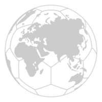 World Map on the Foot Ball Silhouette for Icon, Symbol, Pictogram, Sport News, Art Illustration, Apps, Website or Graphic Design Element. Format PNG