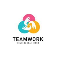 Teamwork and community logo design. Adoption and social network logo design template vector