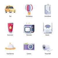 A Bundle of Lodging Icons in a Flat Style vector