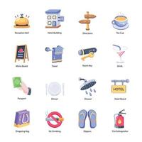 Flat Icons Pack of Hotel Accessories vector