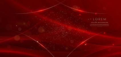 Abstract curved red shape on red background with lighting effect and  copy space for text. Luxury design style. vector