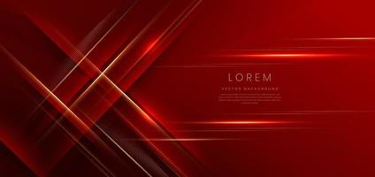 Abstract elegant red background with golden line and lighting effect sparkle. Luxury template award design. vector