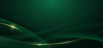 Abstract curved red shape on green background with lighting effect and  copy space for text. Luxury design style. vector