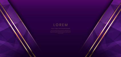 Abstract background luxury dark purple elegant geometric diagonal with gold lighting effect and sparkling with copy space for text. vector