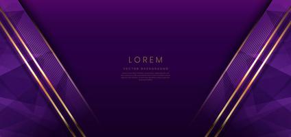 Abstract background luxury dark purple elegant geometric diagonal with gold lighting effect and sparkling with copy space for text. vector