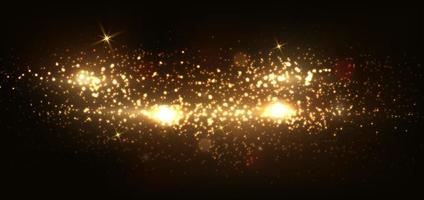 Golden glitter glowing and bokeh sparkle burst background. vector