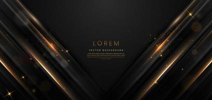 Abstract elegant black background with golden line and lighting effect sparkle. Luxury template premium award design. vector