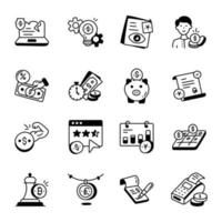 Collection of Trade Hand Drawn Icons vector