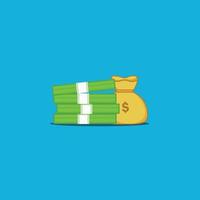 stack of money and a bag of money icon vector