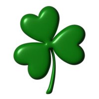 3D Clover Leaf icon isolated on Transparent background. St. Patrick's Day. PNG