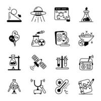 Collection of Physics and Chemistry Sketchy Icons vector