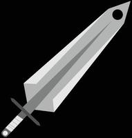 An imaginary sword, big sword with a diamond on the handle, anime style sword, video games weapon, black and grey and white colors, suitable for gaming design and gamers profile picture, sword vector