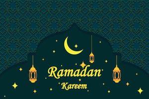 Ramadán kareem vector ilustración con Luna y estrella decoración