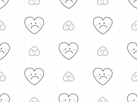 corazón, caricatura, carácter, seamless, patrón, blanco, plano de fondo vector